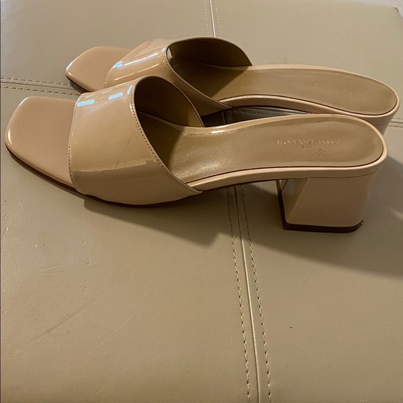 Ann Taylor Nude Beige Block Heel Mules Size 7 M - Picture 4 of 7